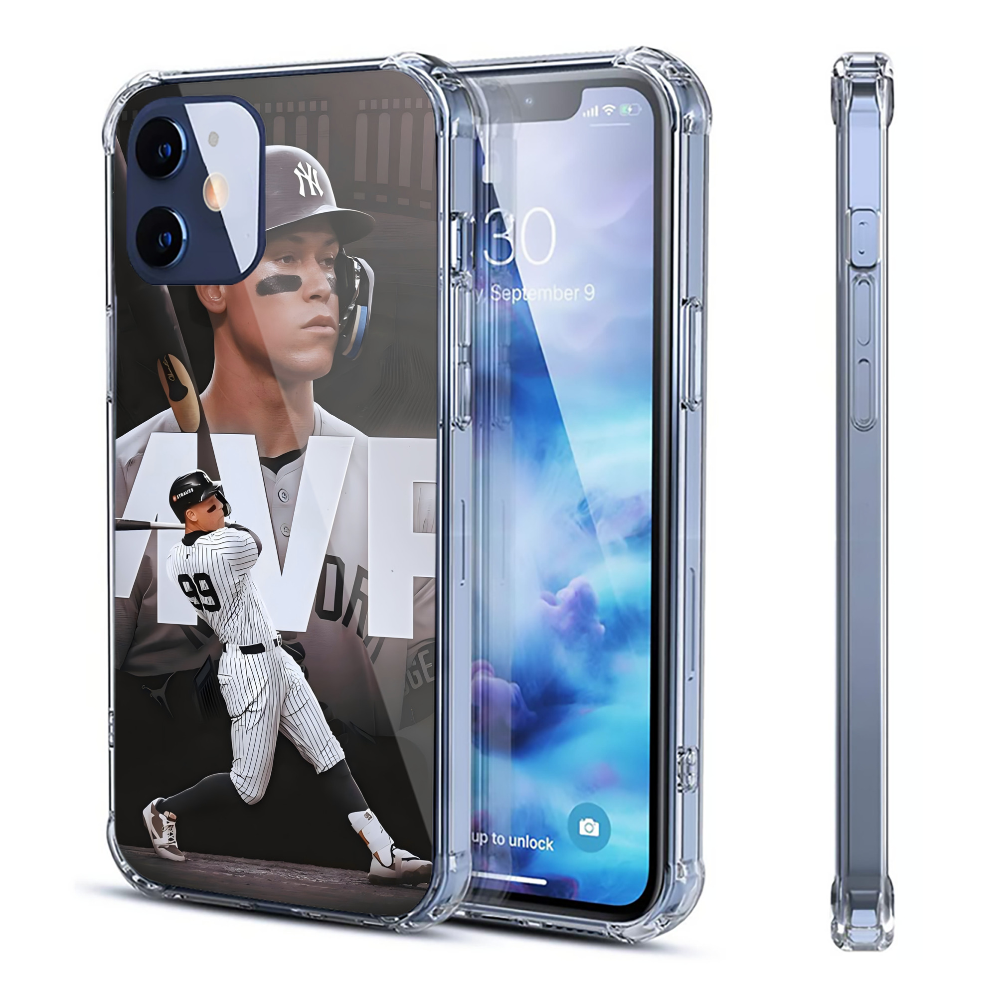 Aaron Judge MVP Clear IPhone 12 Case – Soft TPU With UV Print – Enhanced Drop Protection, Precise Fit, Anti-Fingerprint, Customizable Design, Scratch-Resistant, Yellow-Resistant